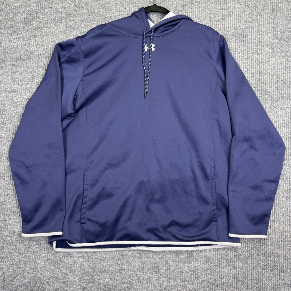 Under Armour Mens ColdGear Hoodie Navy Blue Loose Fit Performance Sweatshirt XL